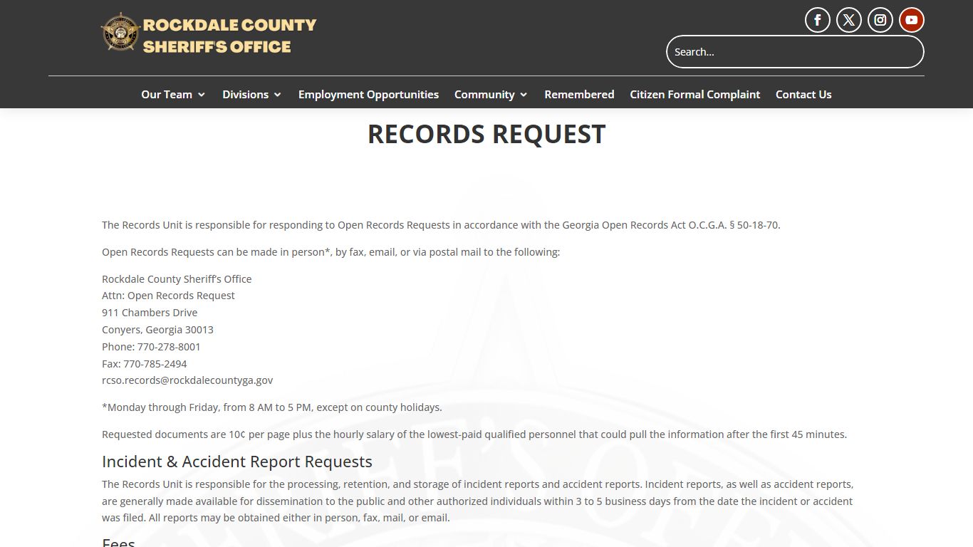 Records Request - Rockdale County Sheriff's Office